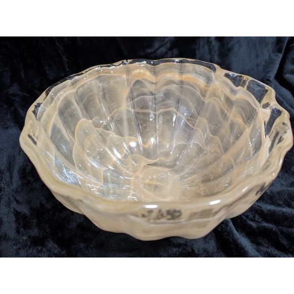 Peach Lavorazione Ribbon Style Glass Bowl Hand Blown Functional Art Fruit - Picture 4 of 12
